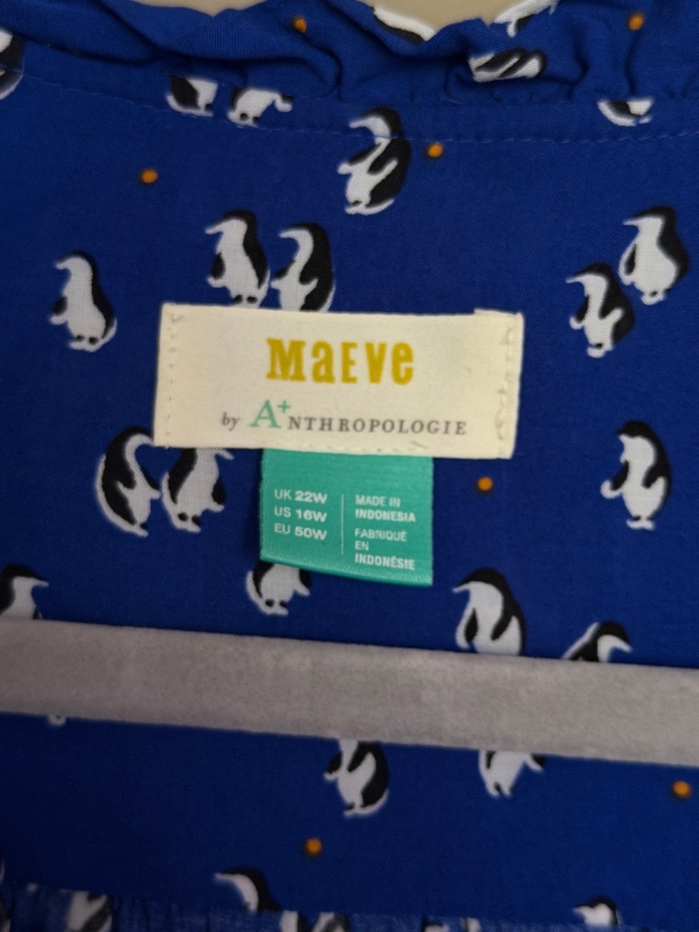 Marisol Ruffled Blouse by Maeve for Anthropologie Size 16W Penguins - Picture 4 of 15